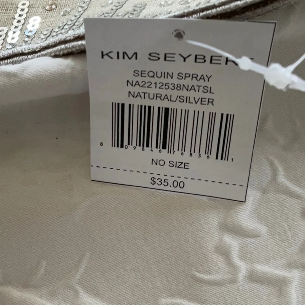 NWT KIM SEYBERT SEQUIN SPRAY NAPKINS BEIGE LINEN AND SEQUINS SET OF 2